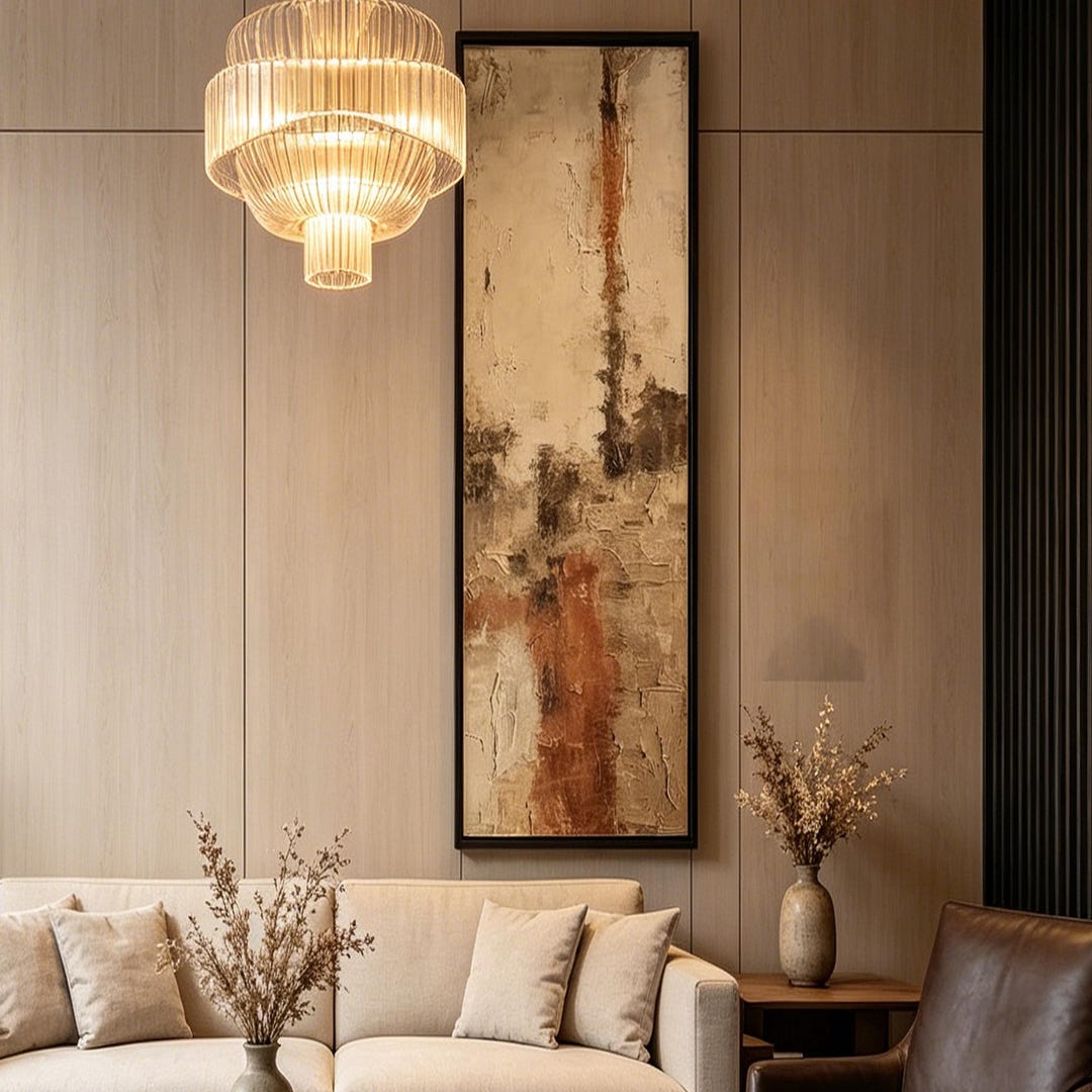 Wabi Sabi Textured Abstract Art, Earth Tone Beige & Brown Vertical Wall ...