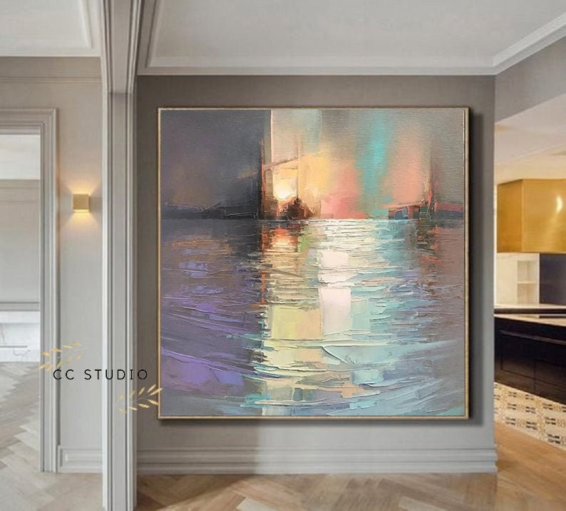 sea painting oil,sea painting original,sea painting on canvas,sea painting abstract\uff0cLiving room decoration oversized painting
