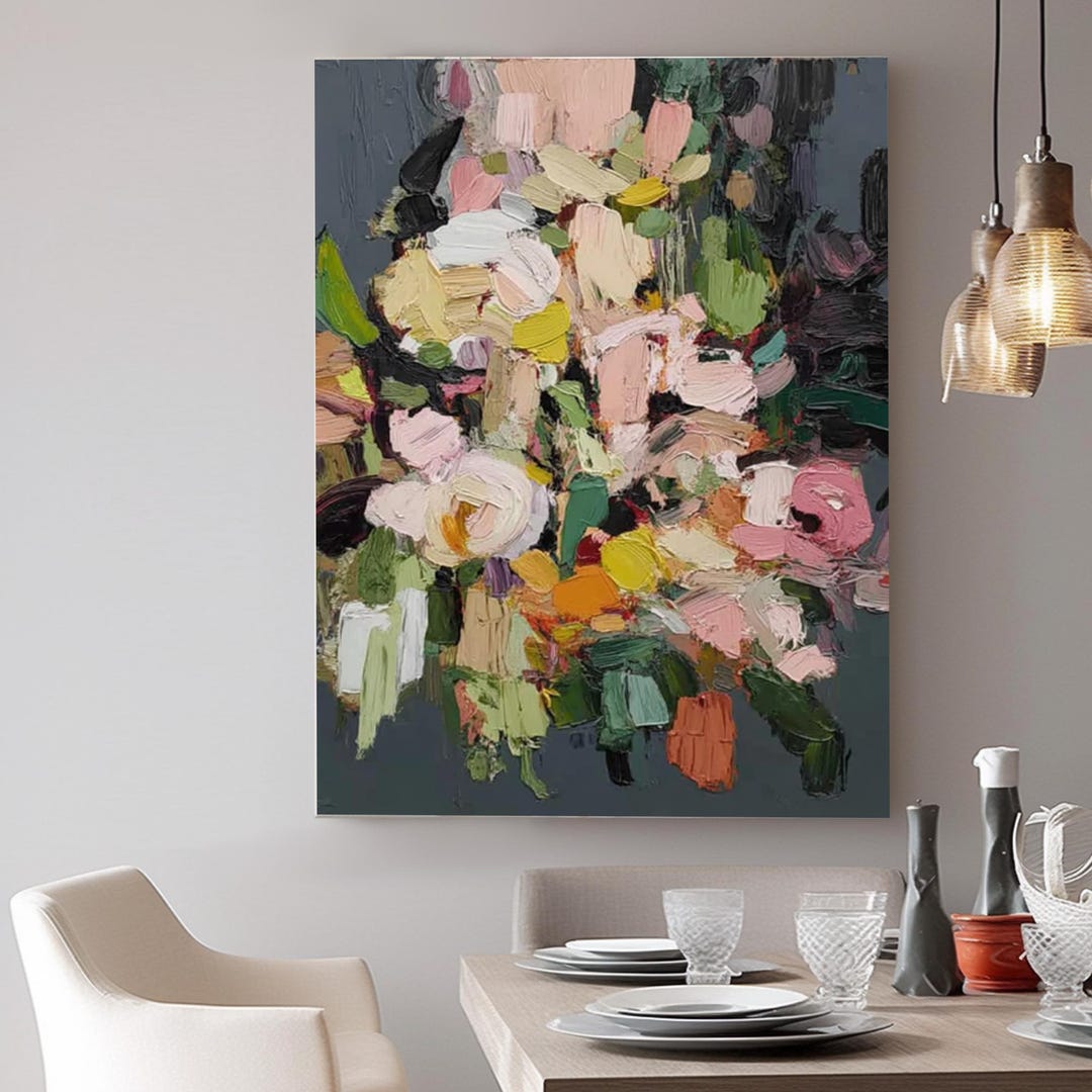 Textured Floral Oil Painting on Canvas: Large Abstract Boho Wall Art - Etsy