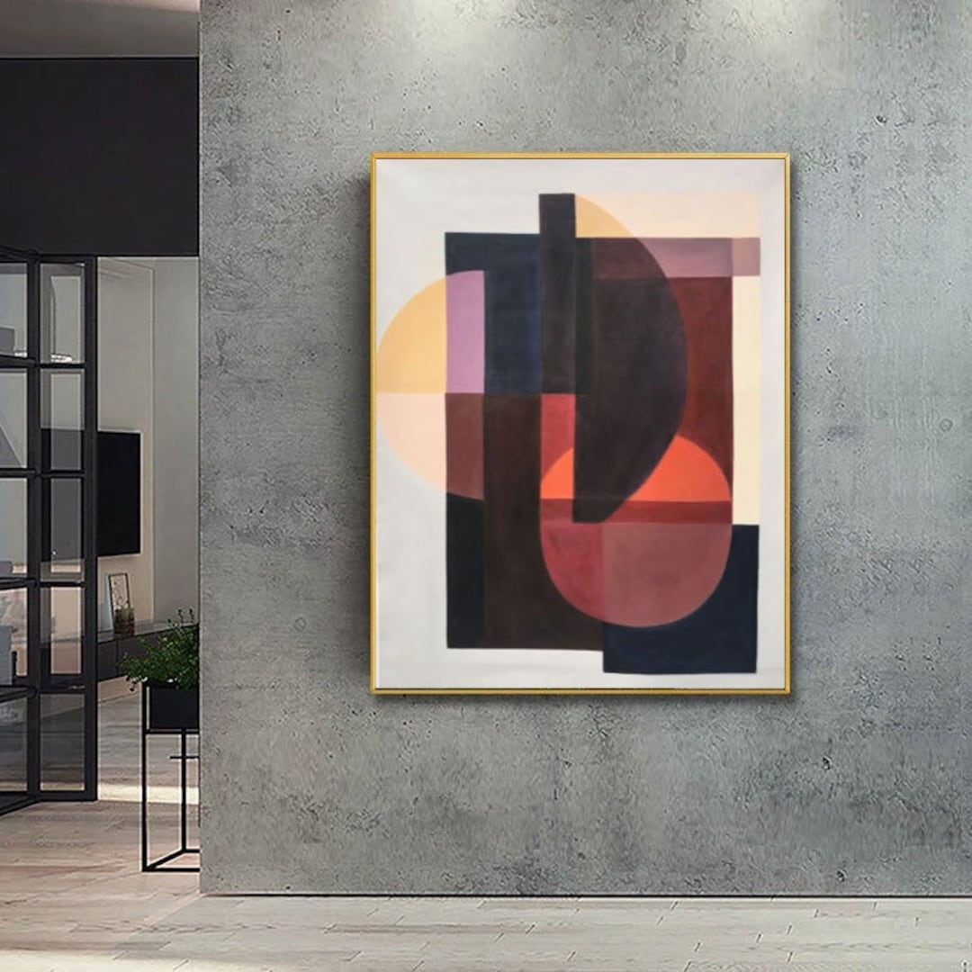 Large Geometric Abstract Painting: Dark Blue Minimalist Art - Etsy