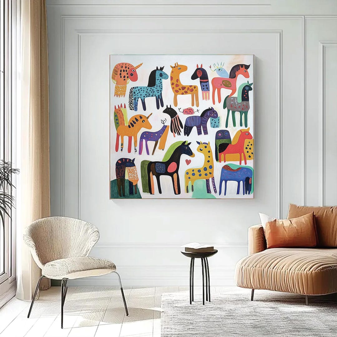 Large White Horse Oil Painting on Canvas Horse Abstract Canvas Wall Art ...