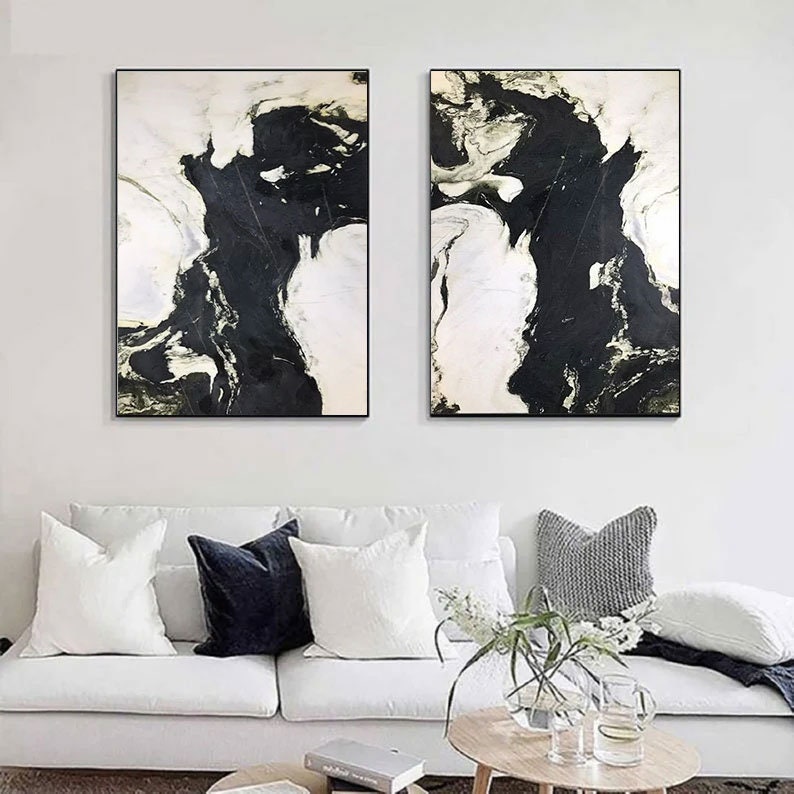 Set of 2 Black and White Wall Decor Set of 2 Black and White - Etsy