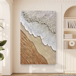 Large Beige and White Textured Wall Art, Wabi-sabi Wall Art, Modern Decoration