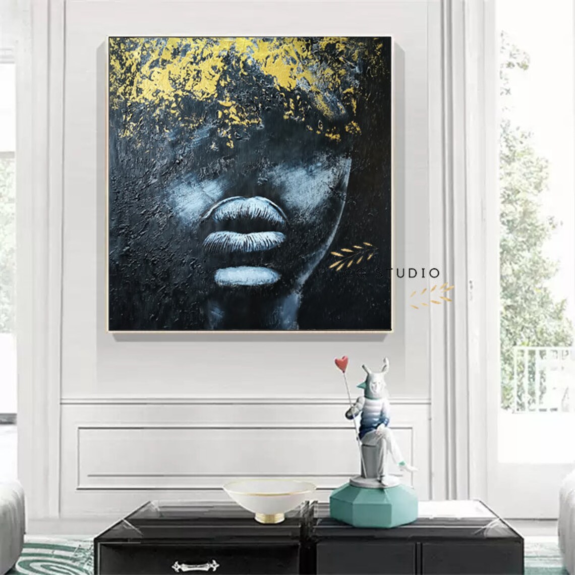 Black Art Black Artist Painting Black Wall Art Gold Oil - Etsy