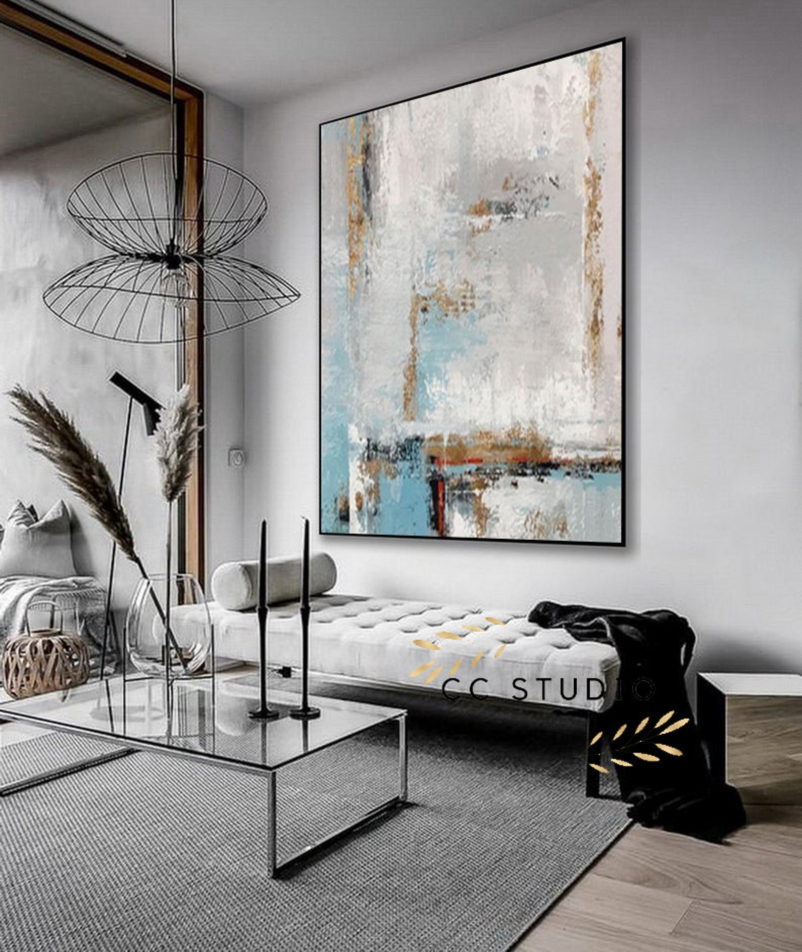 Original White Abstract Painting Canvas Abstract Art Large Etsy