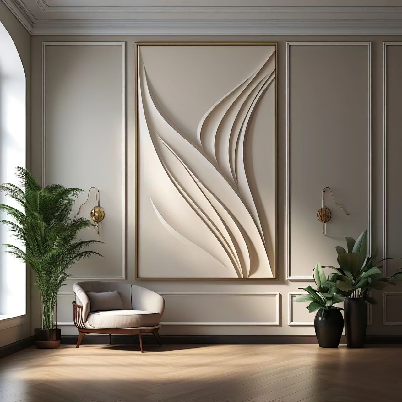 Minimalistische strukturierte Wanddekoration, 3D-Vision-Board, große beige Holzskulptur Wandkunst, moderne minimalistische Wandbehang Wohnkultur