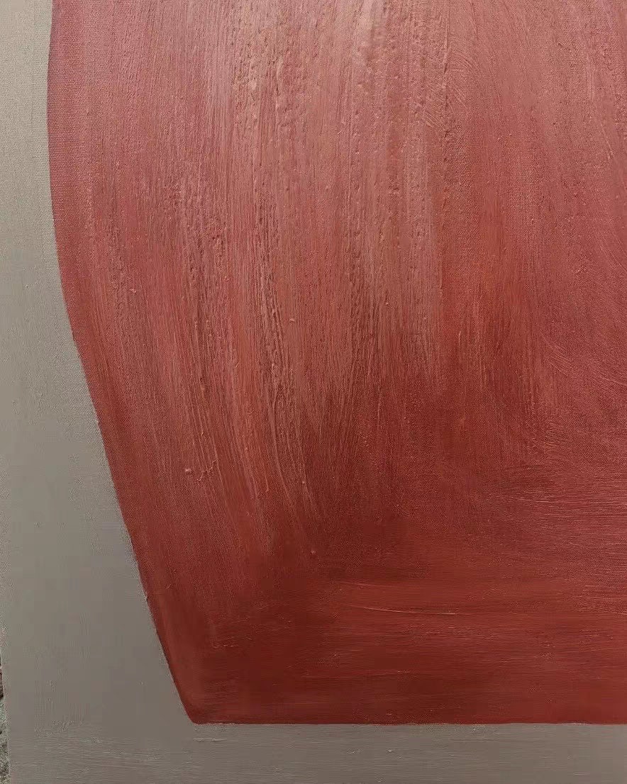 Reddish Brown Abstract Oil Painting Geometric Abstract Etsy