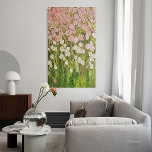 Pink Flower Painting, White Flower Painting, Flower Paintings for Wall ...