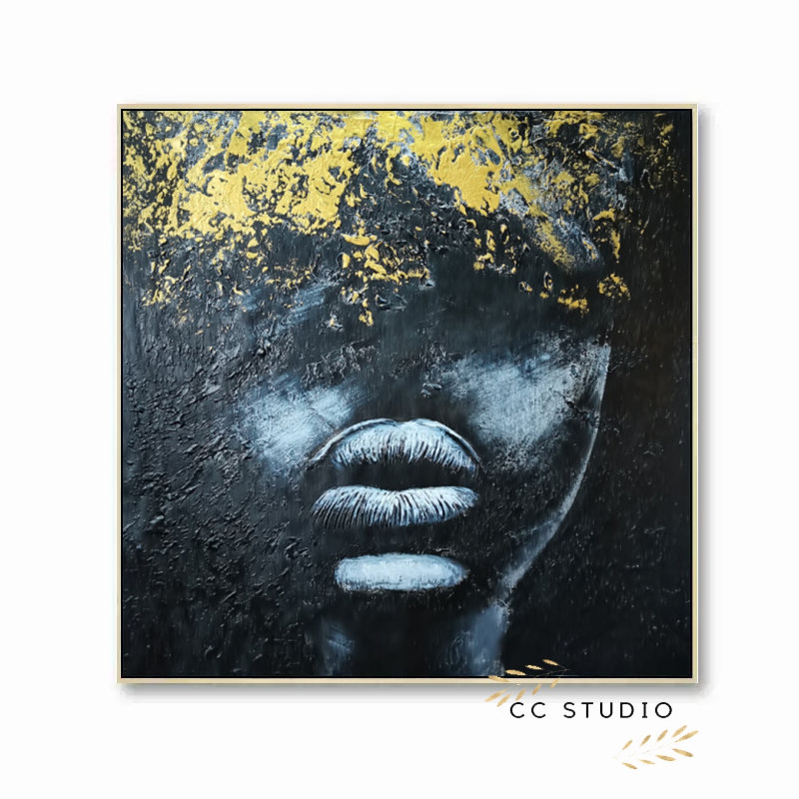 Black Art Black Artist Painting Black Wall Art Gold Oil - Etsy