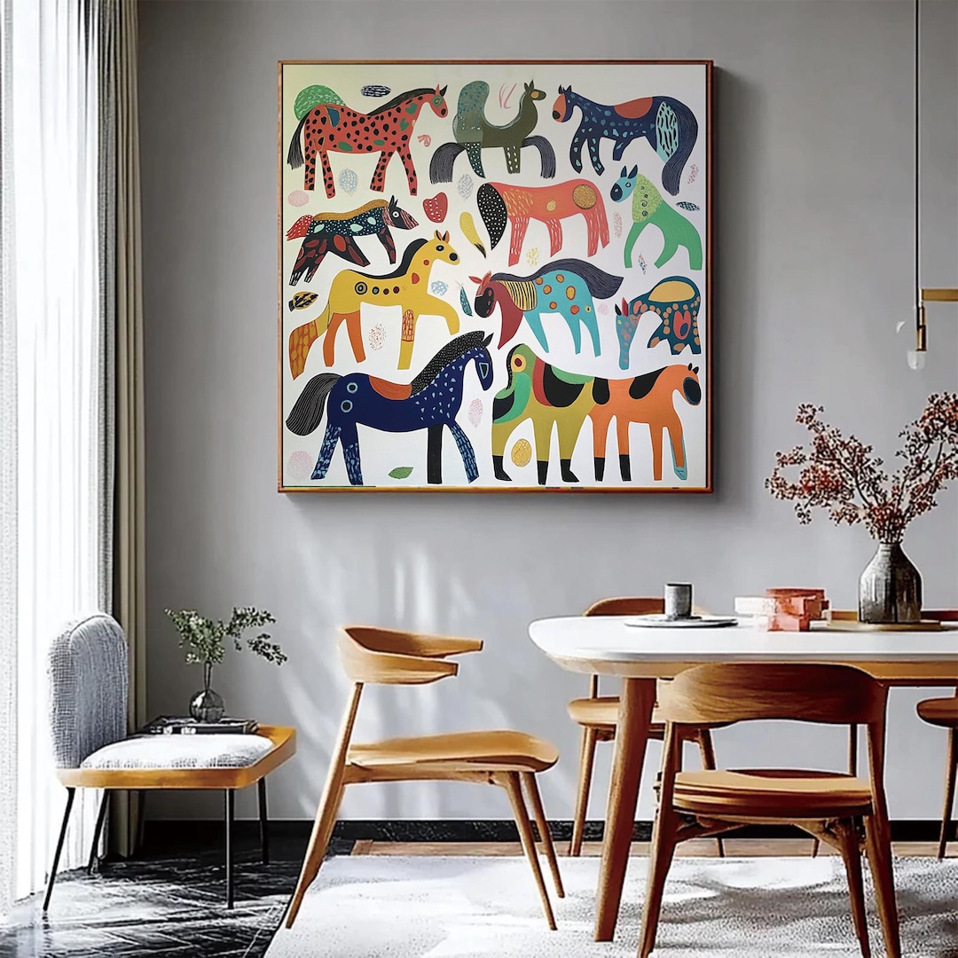 Large White Horse Oil Painting on Canvas Horse Abstract Canvas Wall Art ...