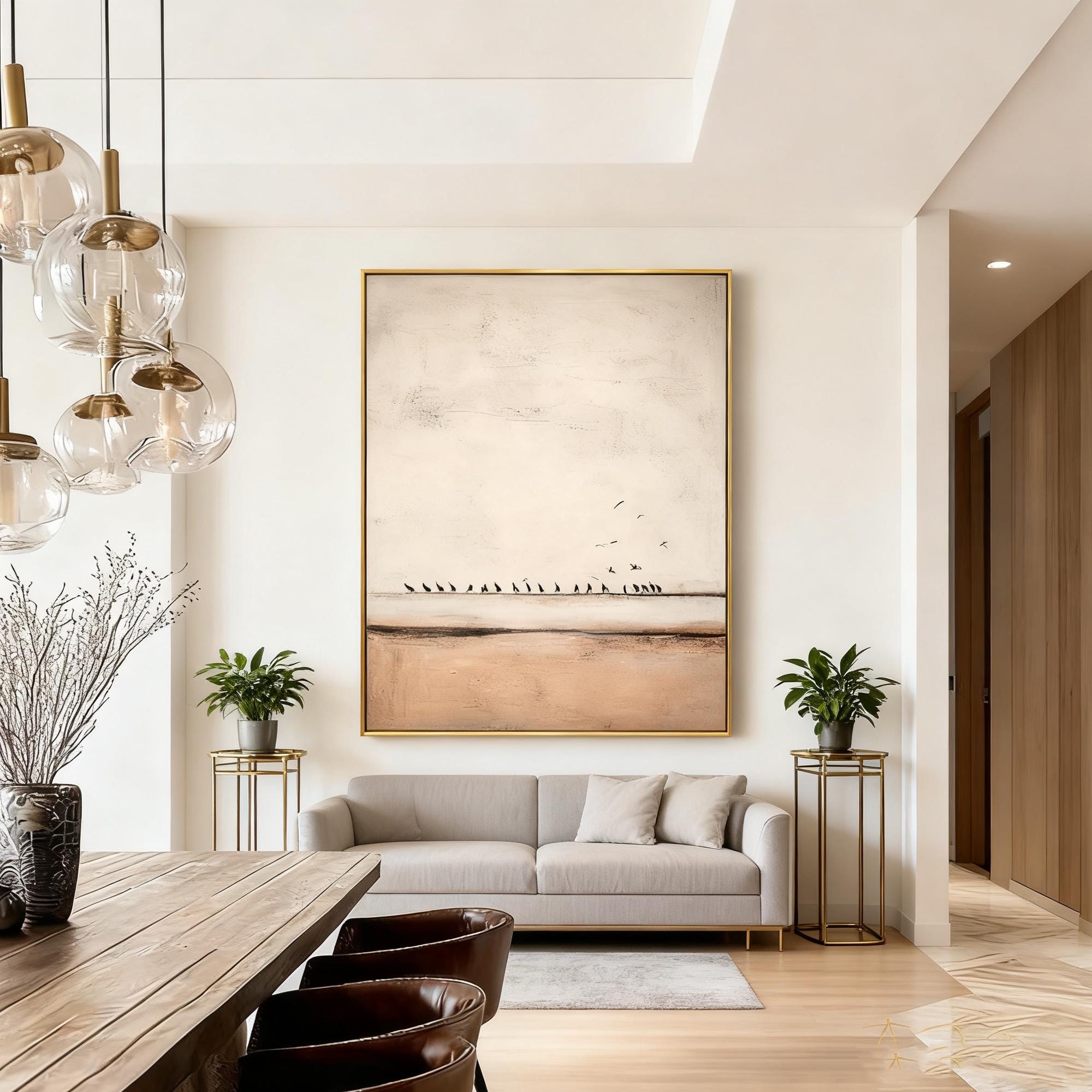 Beige Textured Abstract Painting, Modern Minimalist Wall Art - Etsy