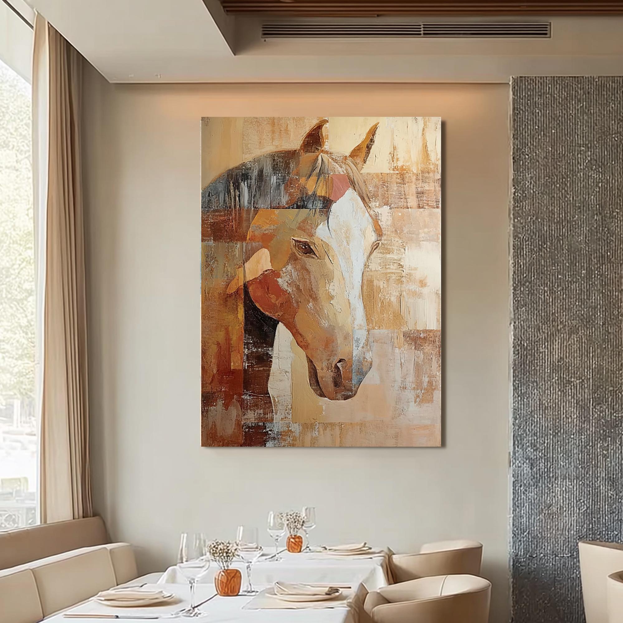 Large Horse Oil Painting on Canvas: Abstract Animal Wall Art - Etsy