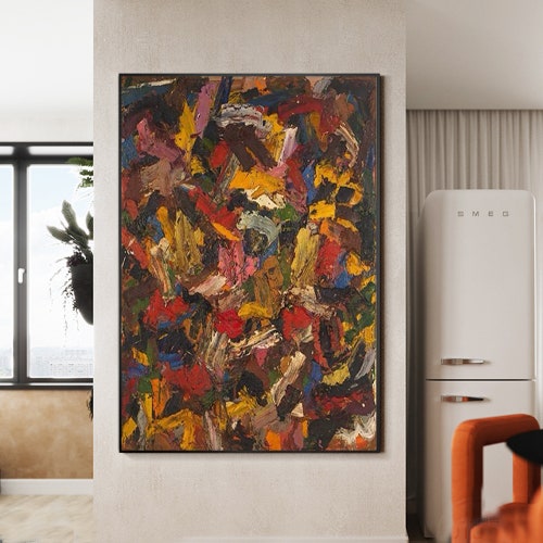 Abstract hand-painted oil painting Japanese wabi saib painting shops Thick texture painting Living room decoration painting
