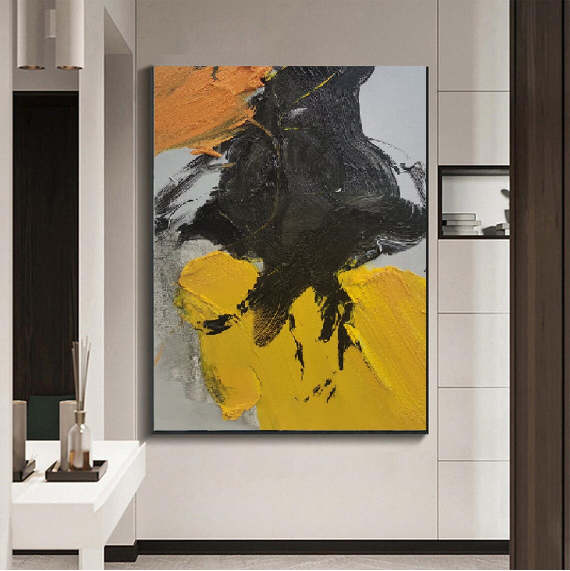 Original Canvas Art Handmade Abstract Painting yellow Etsy