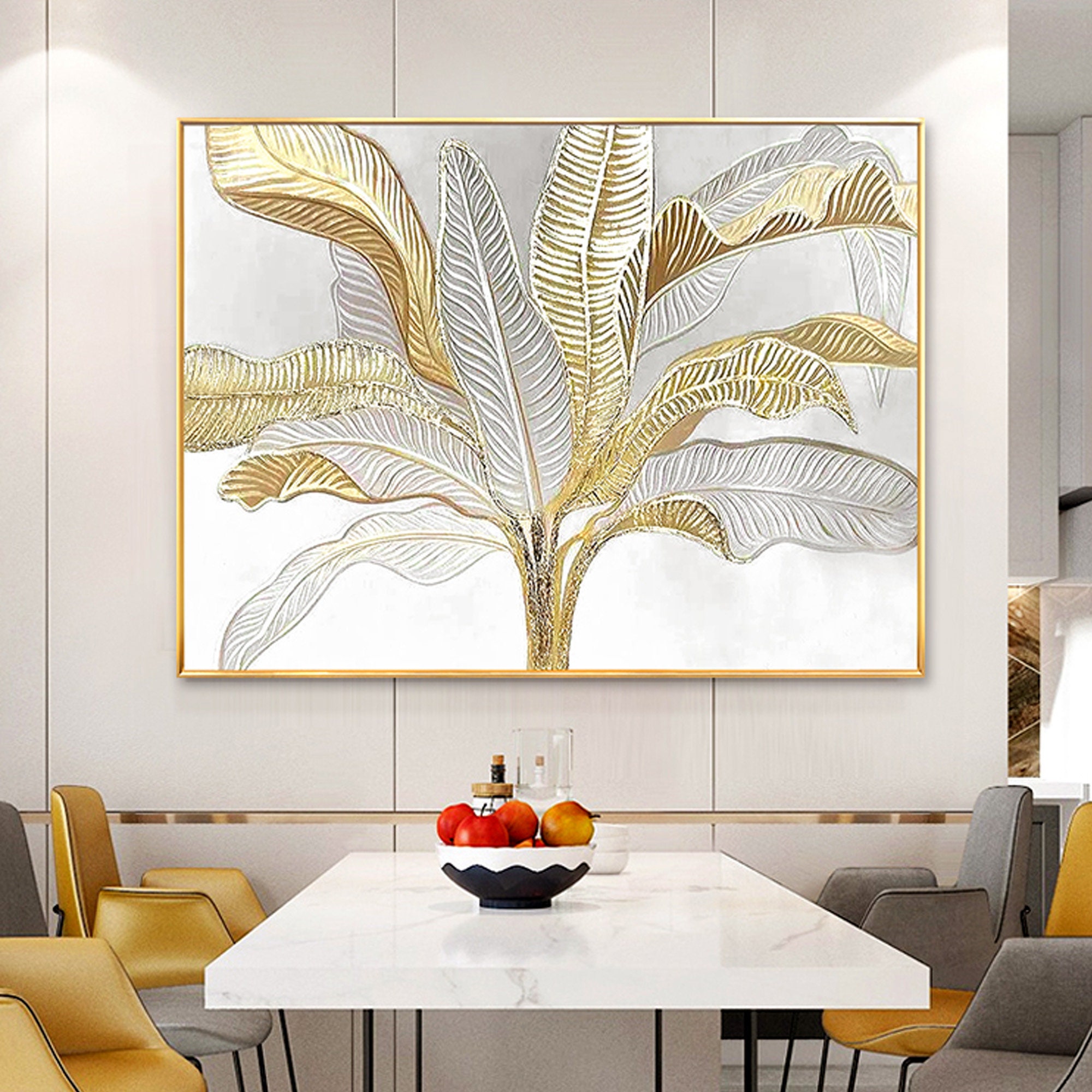 Gold Leaf Abstract Canvas Painting: Light Luxury Wall Art - Etsy