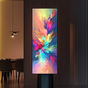 Originele kleurrijke lange smalle muur kunst, hoge en dunne canvas kunst aan de muur, moderne muurkunst, natuur kunst aan de muur, verticale muur kunst, Decor van het huis