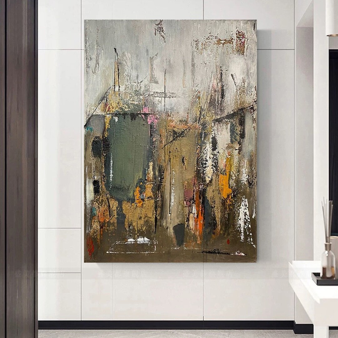 Large Textured Abstract Painting: Gray Brown Minimalist Wall Art - Etsy