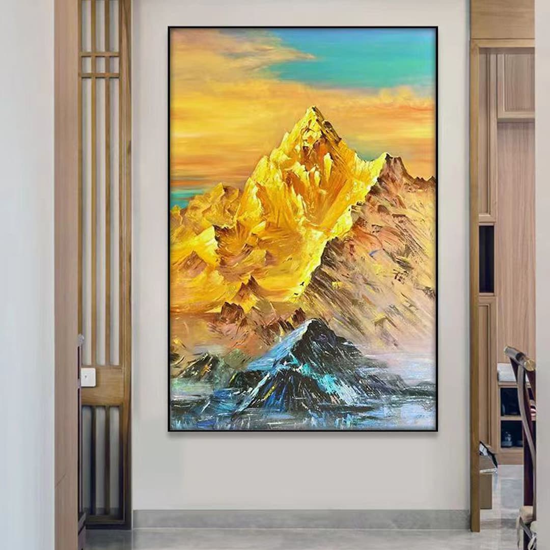 ゴールデン抽象キャンバスウォールアート 金箔絵画 油絵風