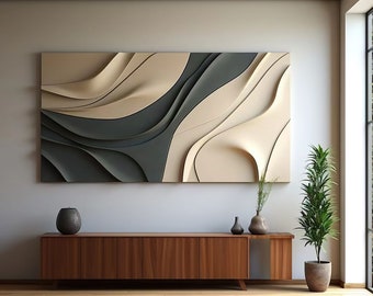 Beige und schwarz strukturierte Skulptur Wohnkultur - moderne Wandkunst - 3D Vision Board