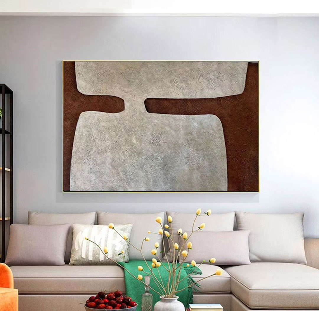 Beige Painting on Large Abstract Canvas Minimalist Abstract Art Brown ...