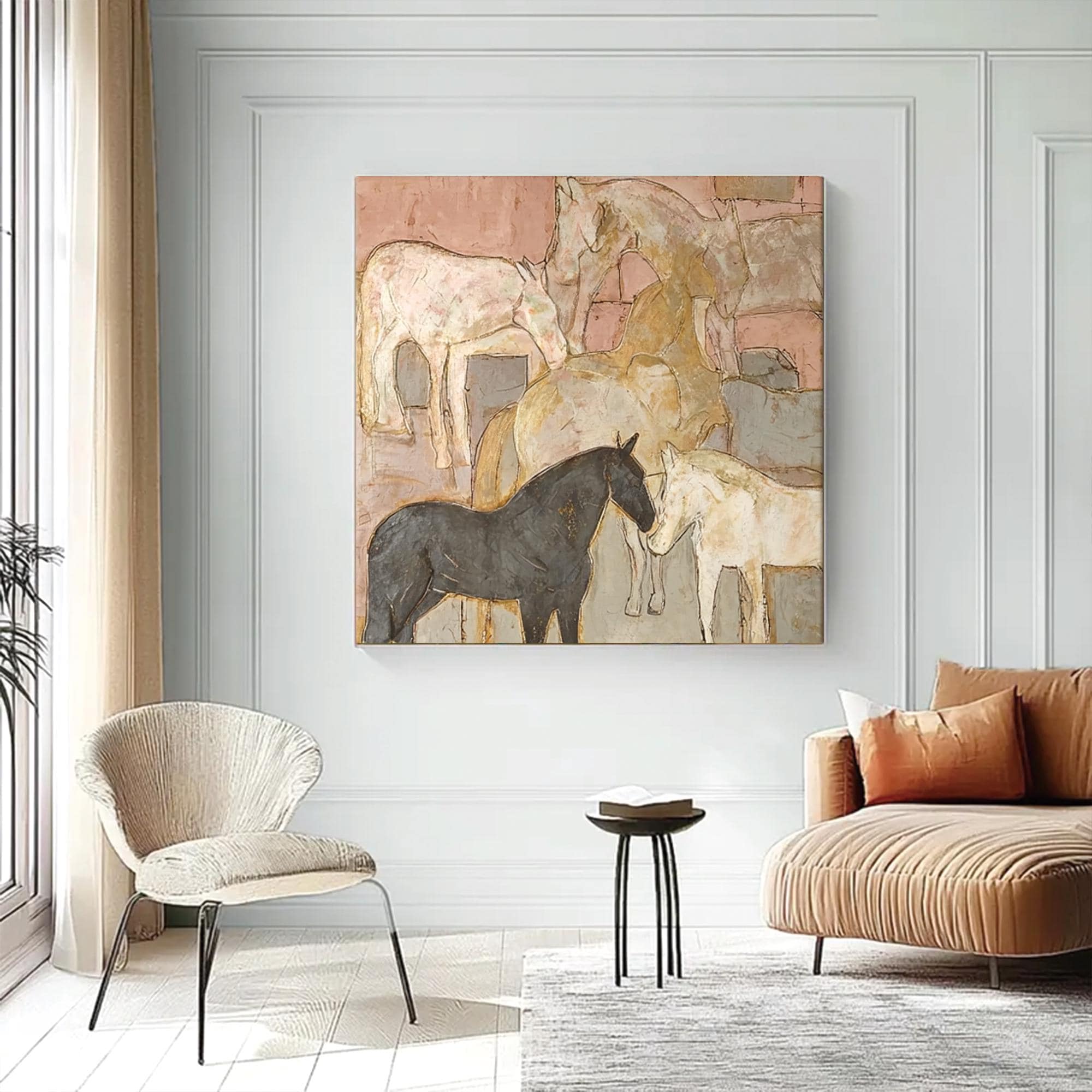 Abstract Horse Painting, Modern Minimalist Animal Wall Art - Etsy