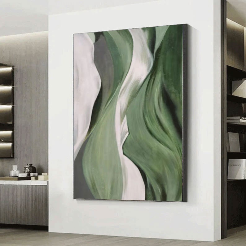 Green Wall ArtGreen PaintingLarge Original Green Abstract image 4
