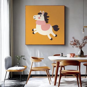 Large Cute Horse Oil Painting on Canvas Horse Abstract Canvas Wall Art  Modern Minimalist Animal Painting for Living Room Bedroom