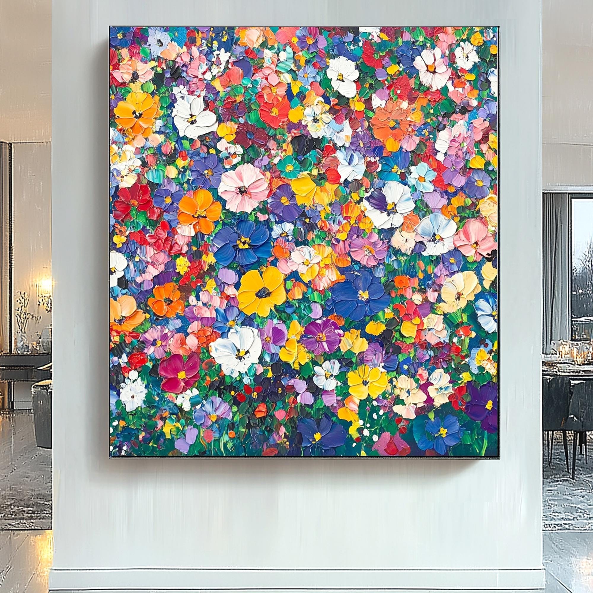 Textured Floral Impasto Painting: Colorful Flower Canvas Art - Etsy