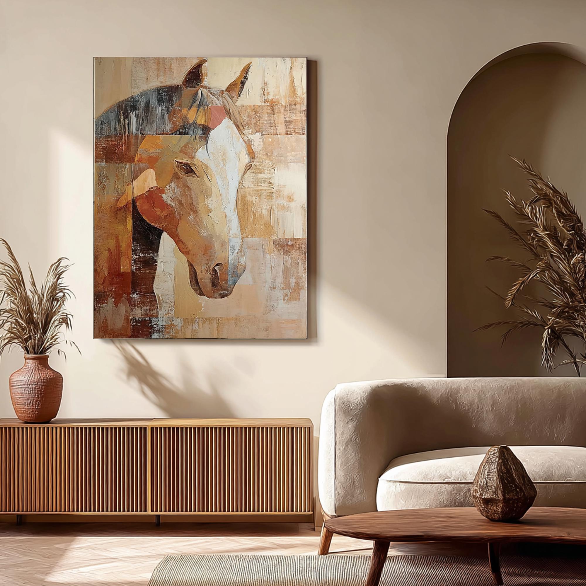 Large Horse Oil Painting on Canvas: Abstract Animal Wall Art - Etsy