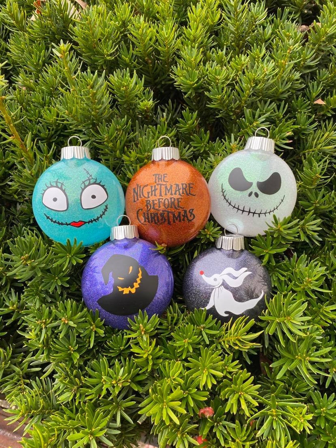 Nightmare Before Christmas Ornament Glitter Christmas Etsy
