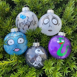 Personalized Corpse Bride Christmas Ornaments, Tim Burton Halloween Ornaments, Halloween tree, Spooky NBC