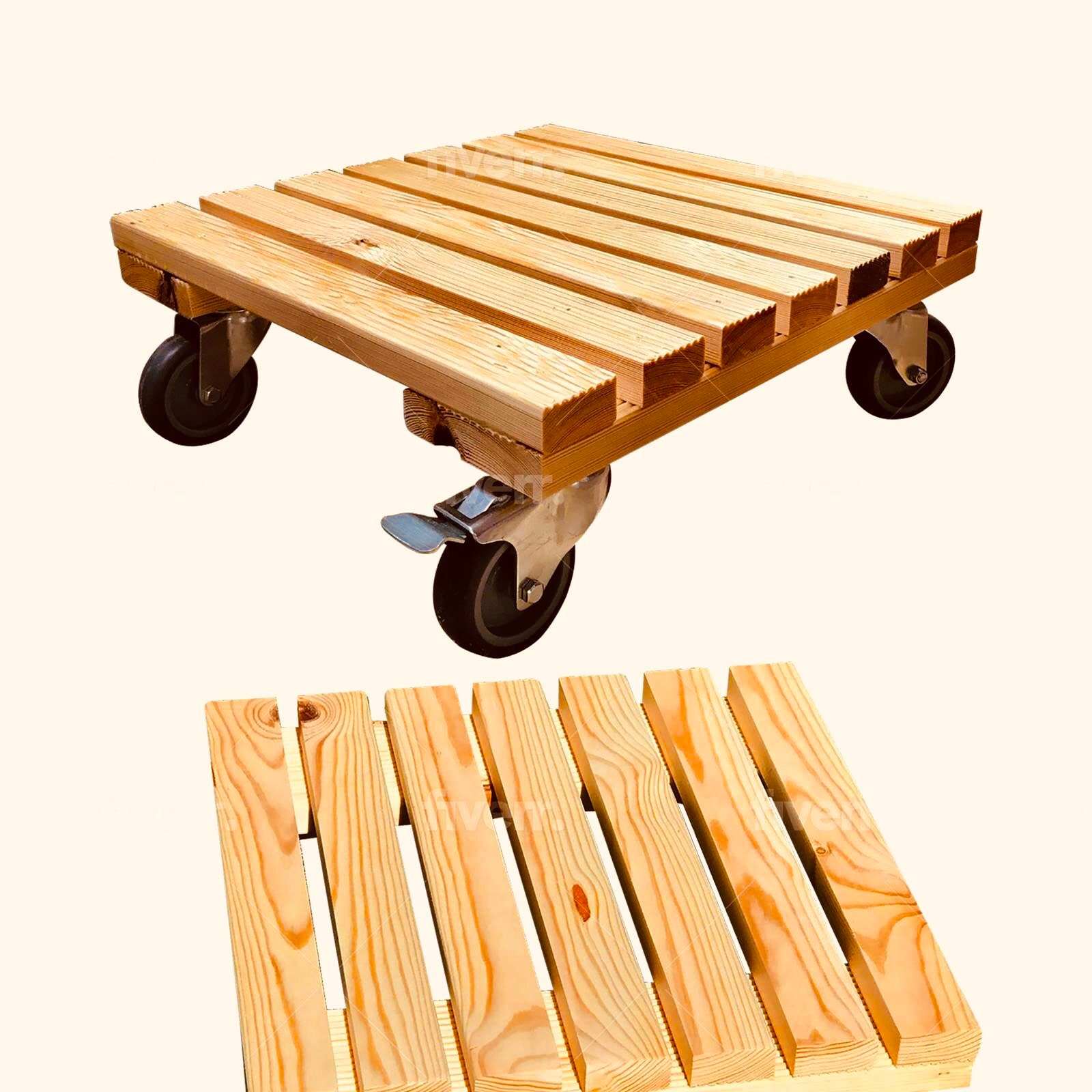 Plant Trolley with HeavyDuty Rolling Caster Wheels Wood Etsy