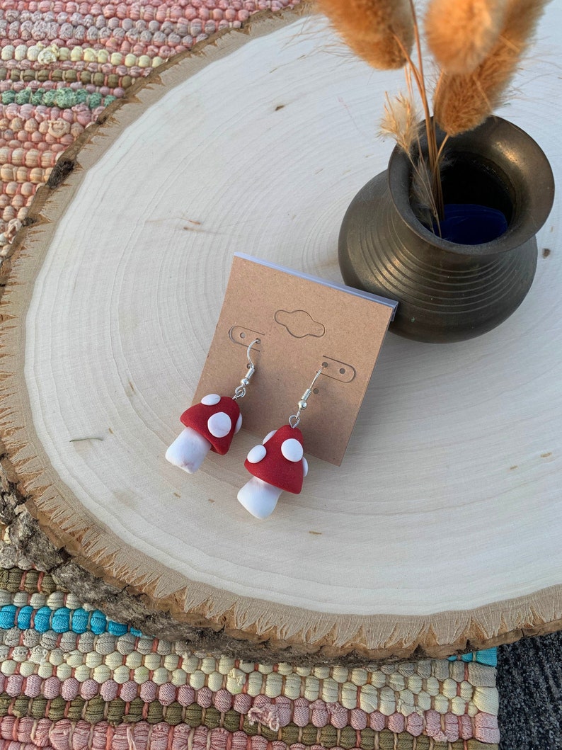Handmade Mushroom Clay Earrings