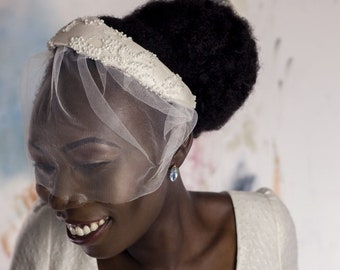 Emily Ivory bridal wedding silk embroidered headband