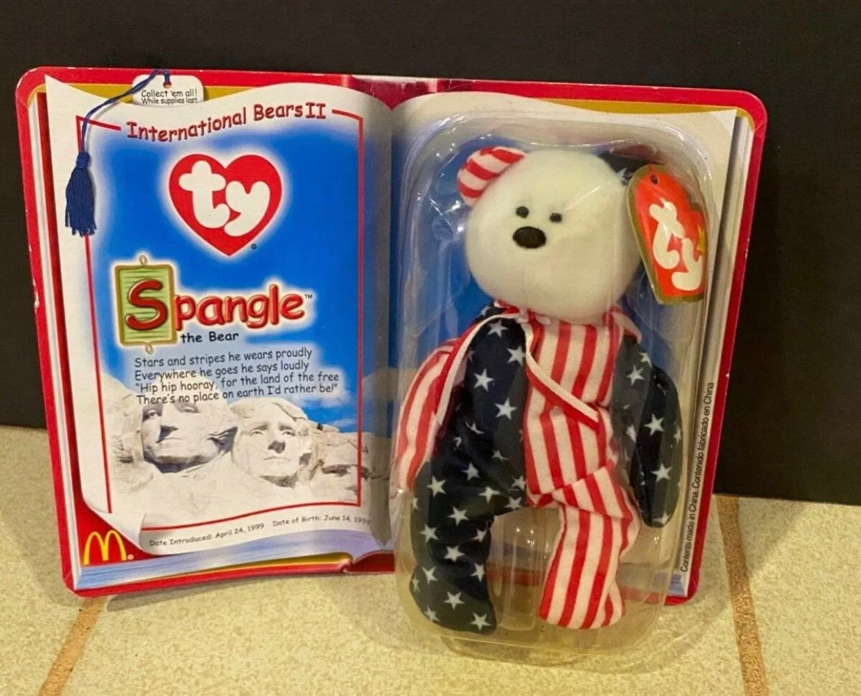 TY Beanie Baby Spangle the Bear, Mcdonalds 1999 New in Box Never
