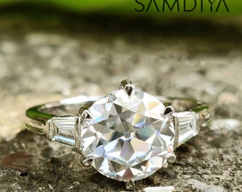 2.50 CT Elongated Cushion OEC Near Colorless Moissanite Ring Solid 14K White Gold Ring Solitaire Ring Cushion OEC Moissanite Ring