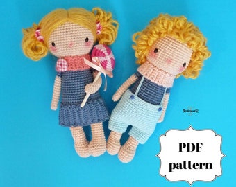 Lulu and Plinio, the Candy Couple  PDF Pattern - Amigurumi/Crochet Pattern/Crochet Doll Pattern