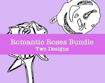 Romantic Roses svg bundle | flowers svg pdf png hand drawn | floral svg