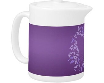 Violet Gradient Roses Porcelain Teapot | 1.3 litre Custom Tea Pot | Gift for the Grieving