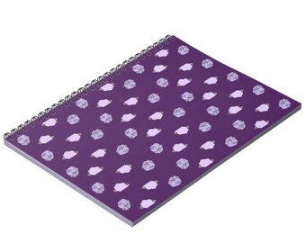 Deep Violet Floral Spiral Bound Notebook | Soft cover journal | Dark Purple Blank Book