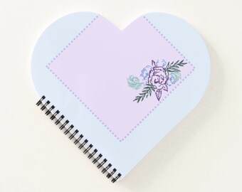 Peacock's Tail and Roses notebooks | heart shaped journal | lined or blank notebooks | Mother's Day Gift