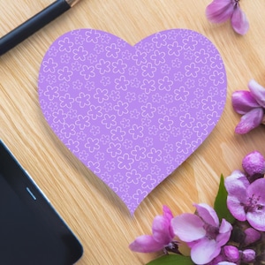 Pegatinas de corazón con flores moradas / Colección de flores de cerezo / Pegatinas florales brillantes de 3,8 cm para papelería / Pegatinas lilas para diario, decoración y regalo