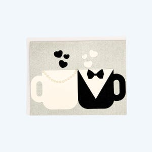 Cartão de casamento de xícara de café/chá