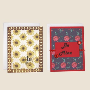 Tarjetas de felicitación con flores de amor