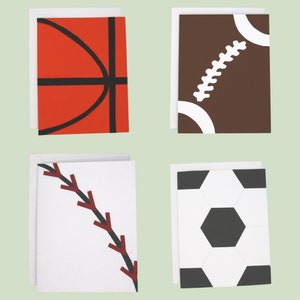 Cartes de voeux sportives - basketball, football, baseball, ballon et maillot de football