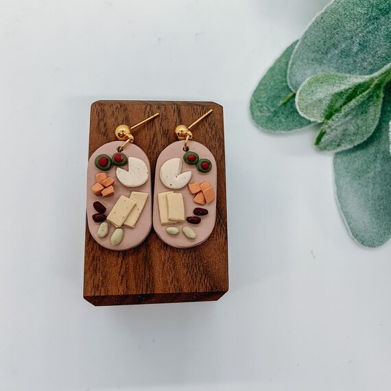 Charcuterie Board Polymer Clay Earrings Cheese Board Etsy