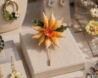 Handmade brooch “Golden Flower”