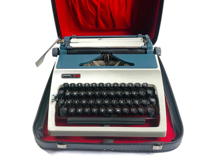 Typewriter 1000 Vendex 1000 Typewriter, Vintage 1970's, Blue and White Typewriter ...