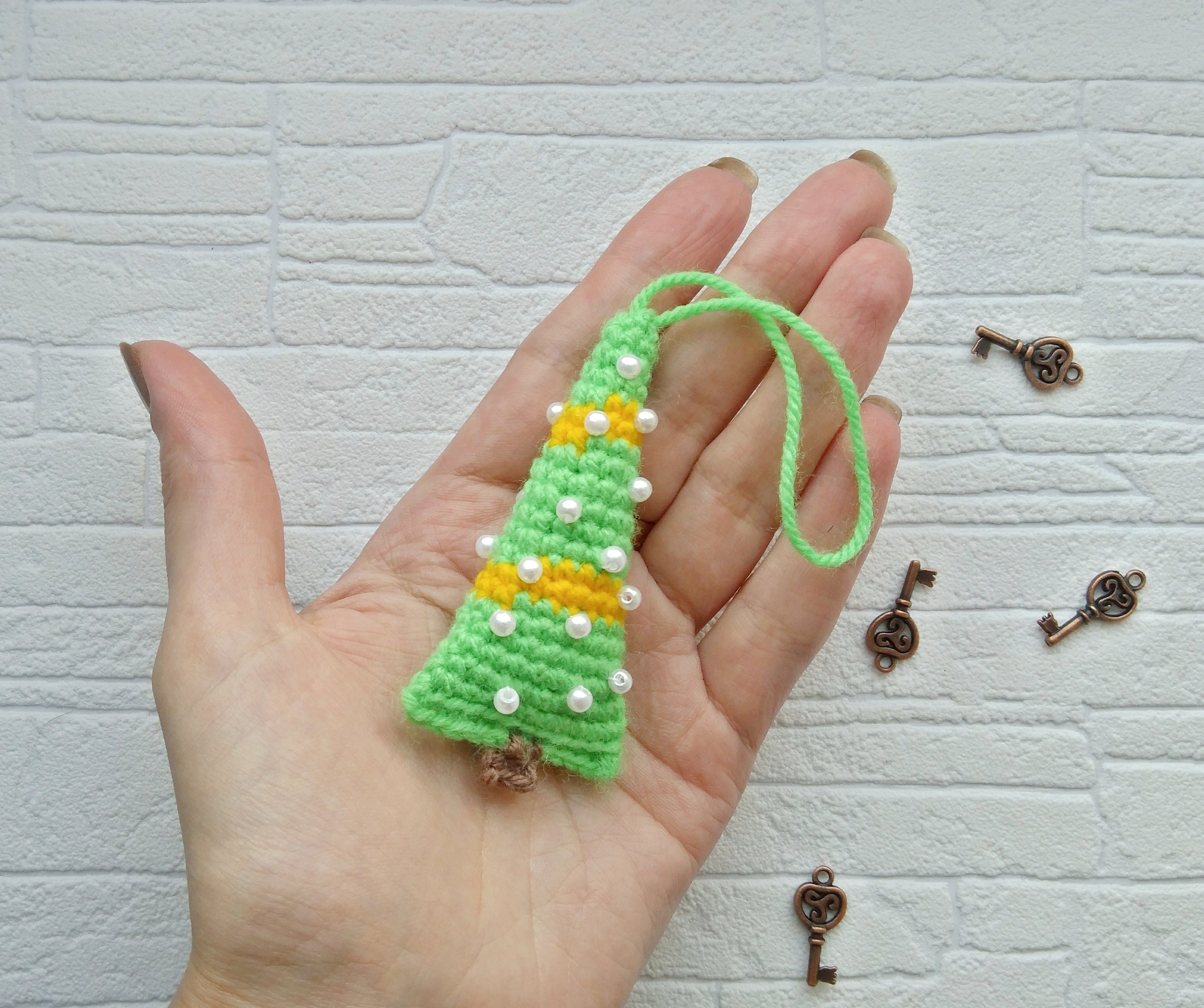 Keychain Christmas Tree Very Easy crochet PATTERN Amigurumi Etsy