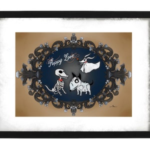 Puppy Love Tim Burton inspirierter Kunstfilmdruck